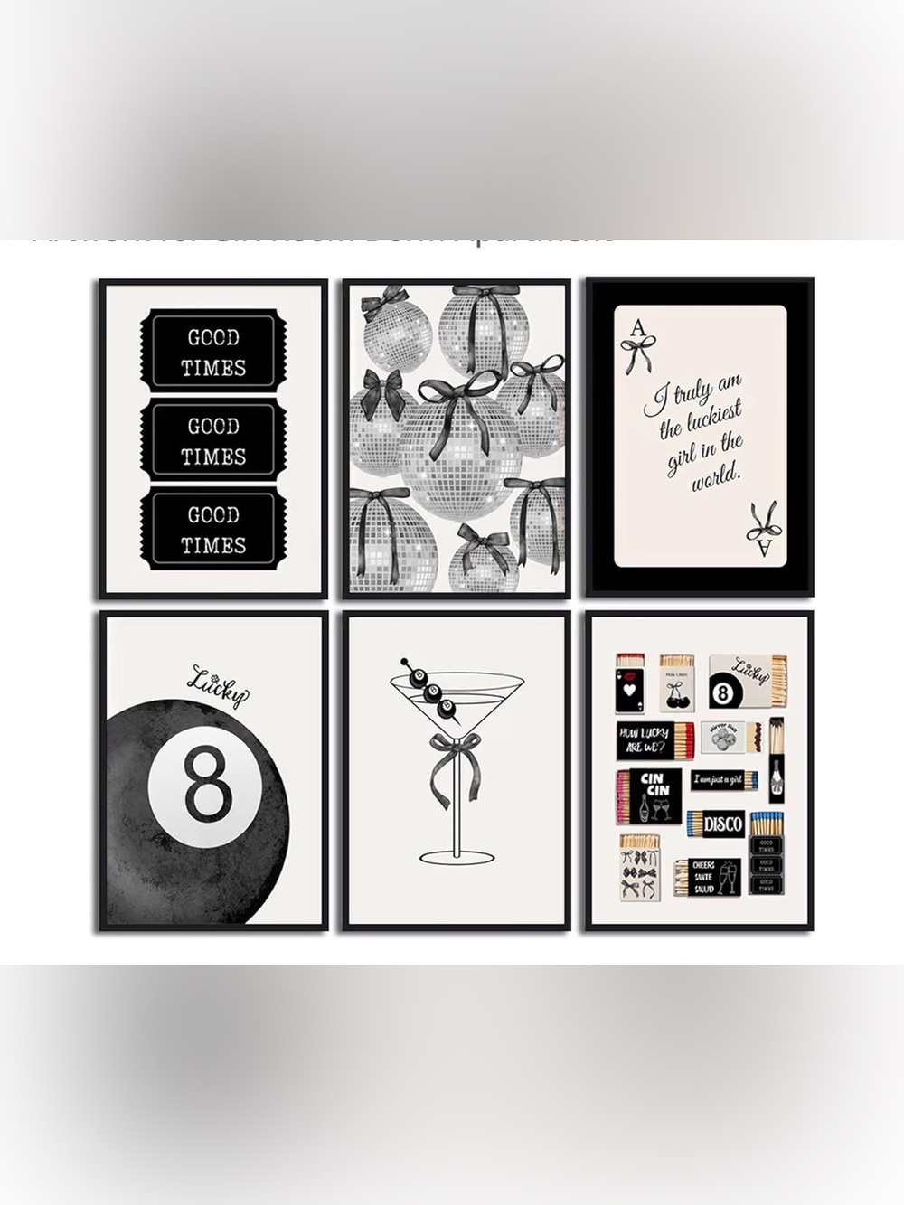 Fashion Black White Preppy Wall Art